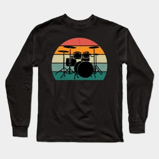 crazy drums retro metalrockpop style Long Sleeve T-Shirt